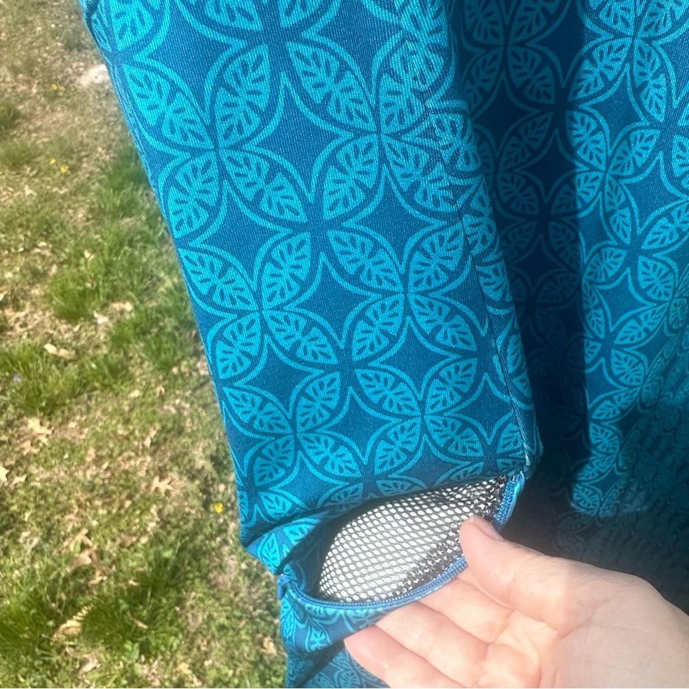 L.L. Bean Blue Geometric Print Performance V-Neck Dress w/ Pockets Size Medium - Picture 8 of 13